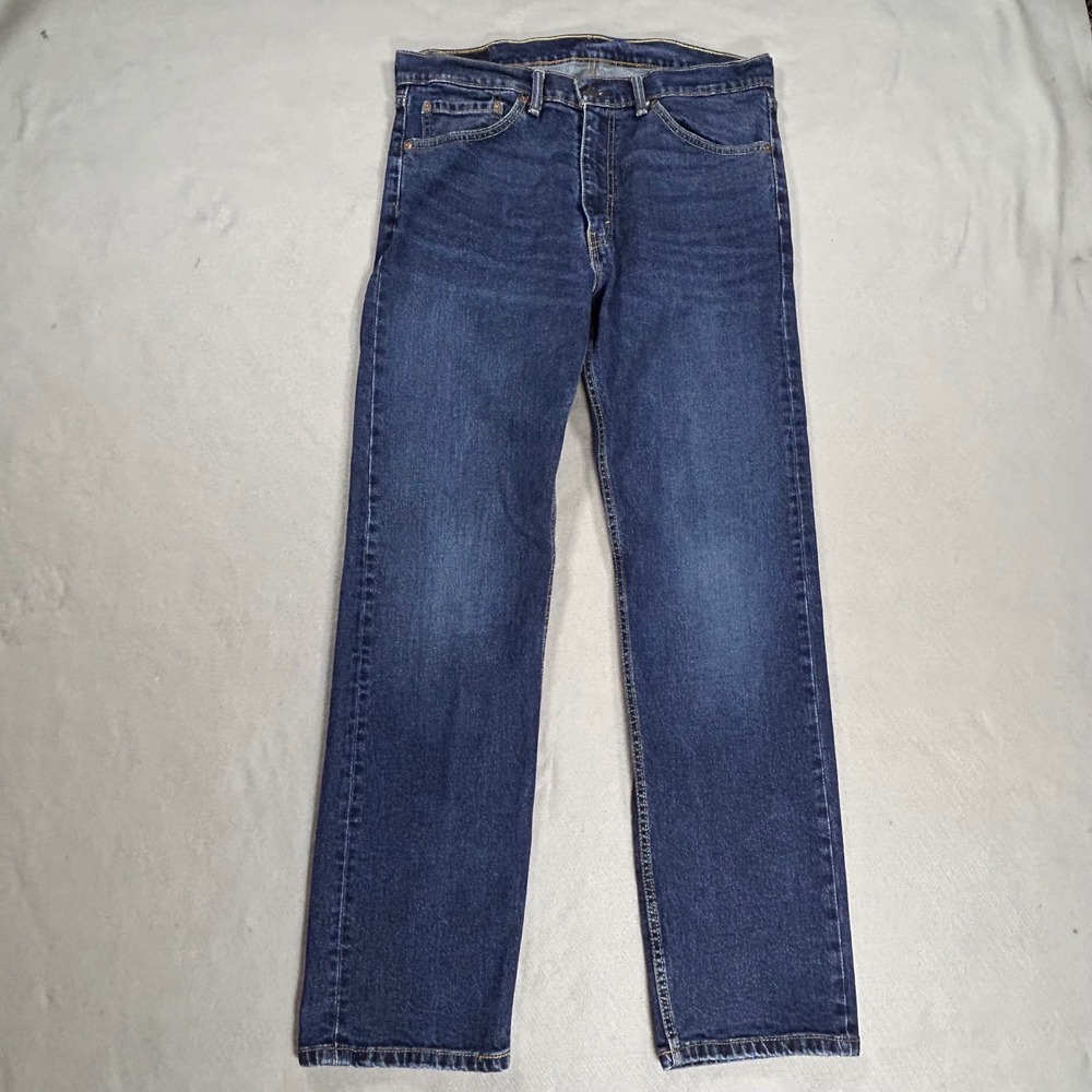 Levis 505 Regular Fit Jeans Mens 36x32 Dark Wash Straight Leg Denim 00505-1455